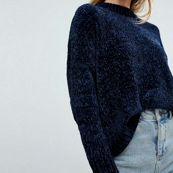 blue chenille sweater